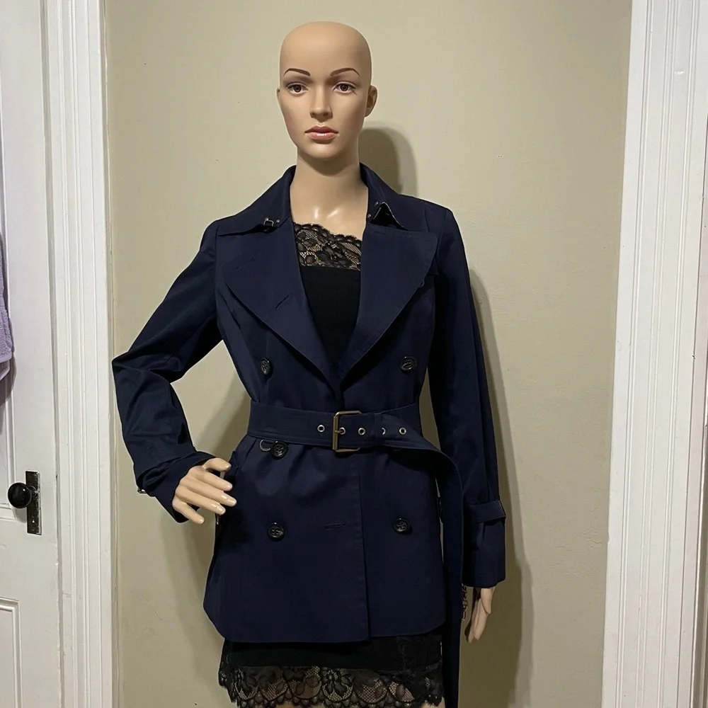 Burberry Blue Label Crestbridge Navy Double-Breasted Women's Jacket - Picture 3 of 11